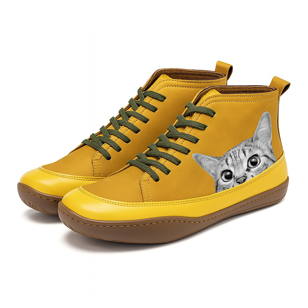 Angela Bottes Dame Mønster Kat – Komfortable & Varme Vinter Sko med Unik Stil