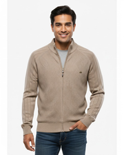 Bram Herren-Strickjacke mit Reißverschluss aus Baumwolle – Gerippte Maschen, Stehkragen & Moderner Stil