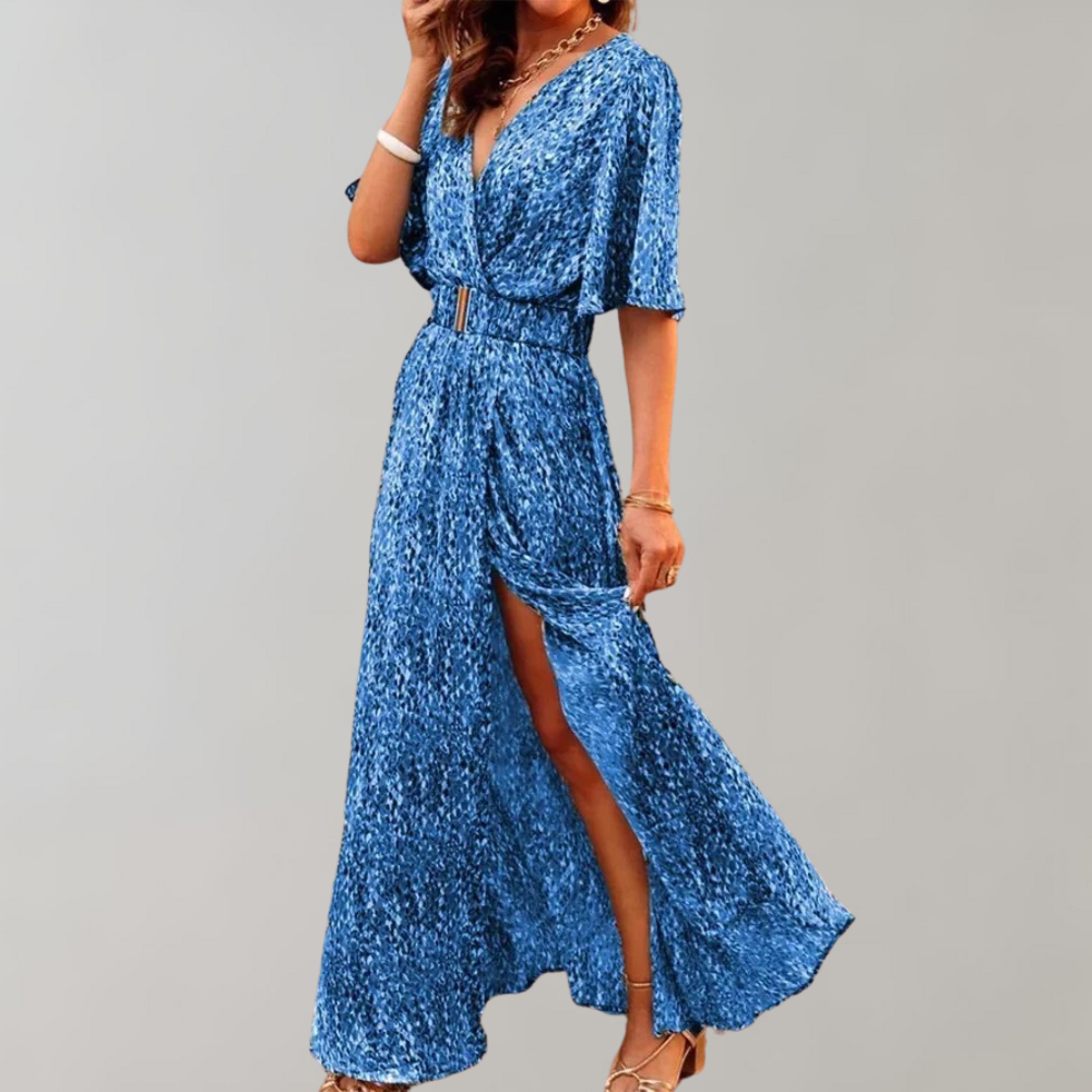 Laurette Robe d’Été Femme – Style Cache-Cœur & Polyester Respirant pour Printemps-Été