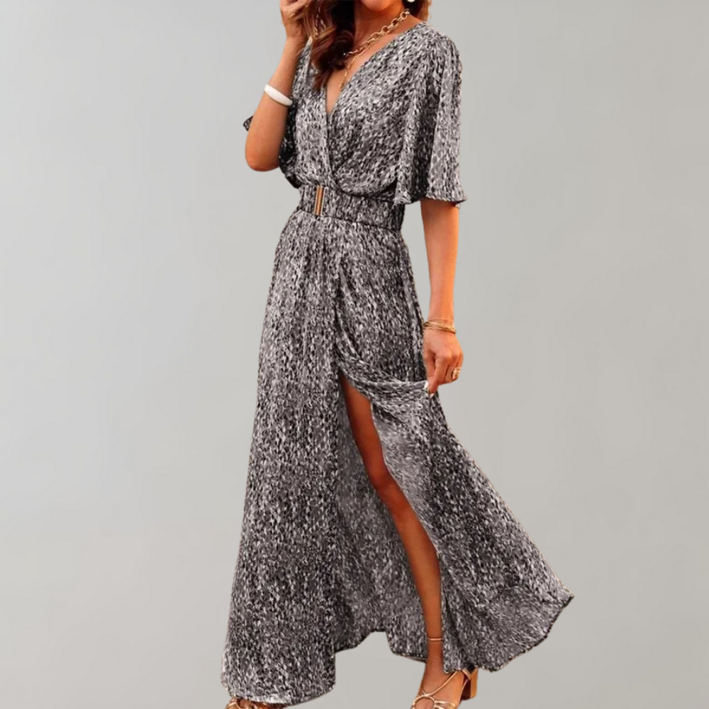 Laurette Robe d’Été Femme – Style Cache-Cœur & Polyester Respirant pour Printemps-Été