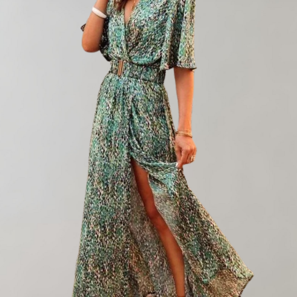 Laurette Robe d’Été Femme – Style Cache-Cœur & Polyester Respirant pour Printemps-Été