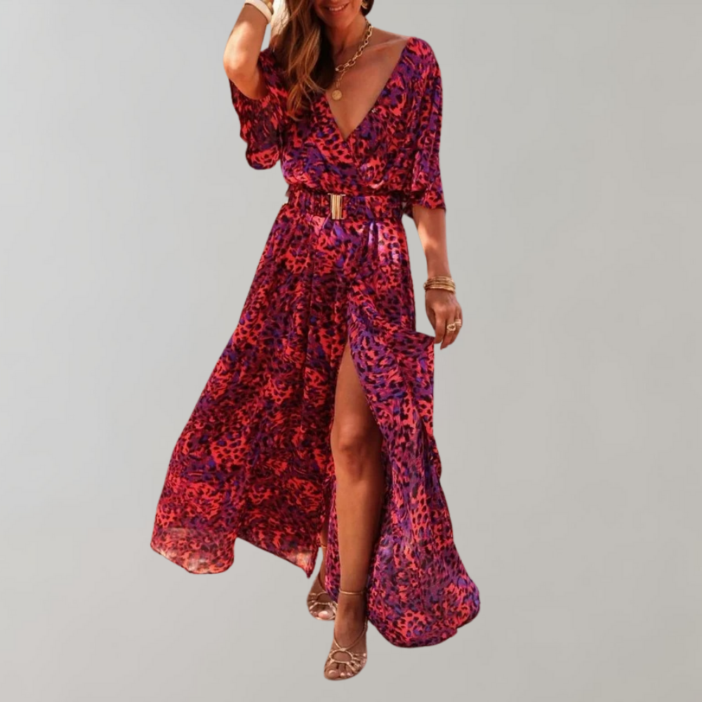 Laurette Robe d’Été Femme – Style Cache-Cœur & Polyester Respirant pour Printemps-Été