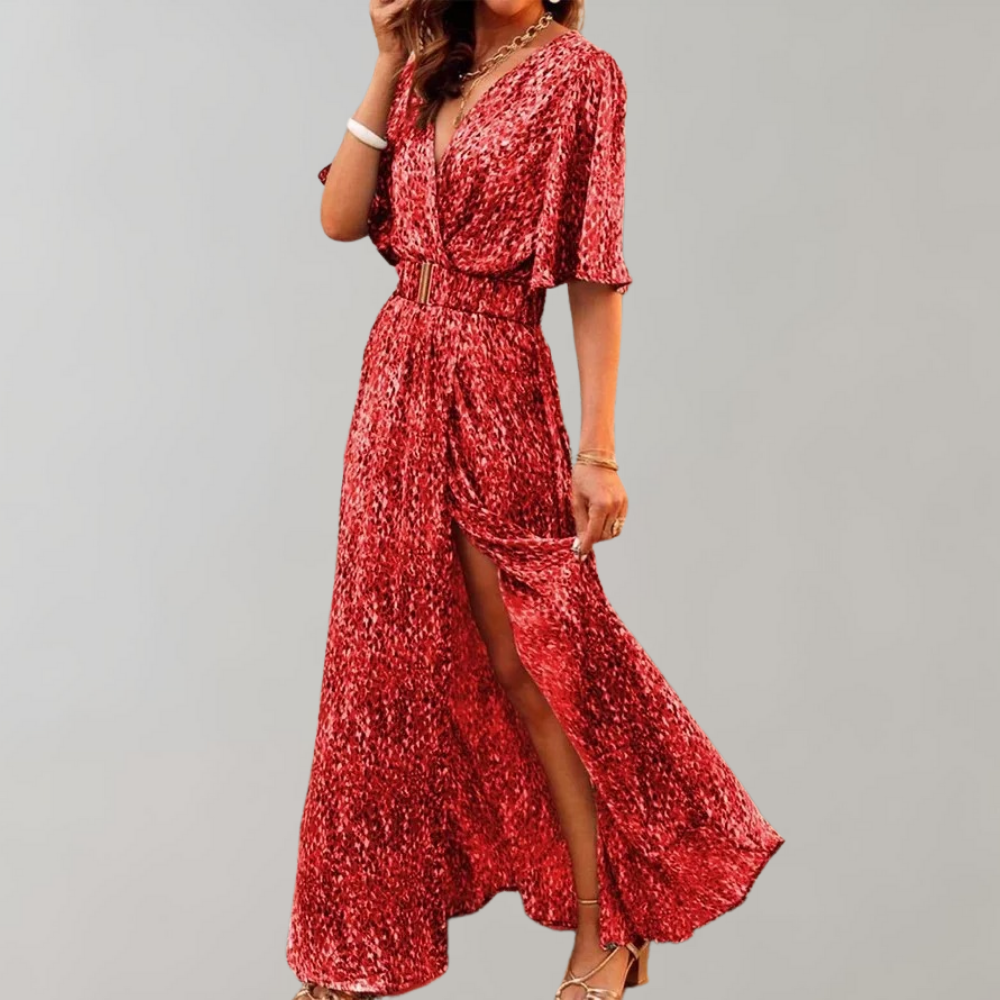 Laurette Robe d’Été Femme – Style Cache-Cœur & Polyester Respirant pour Printemps-Été