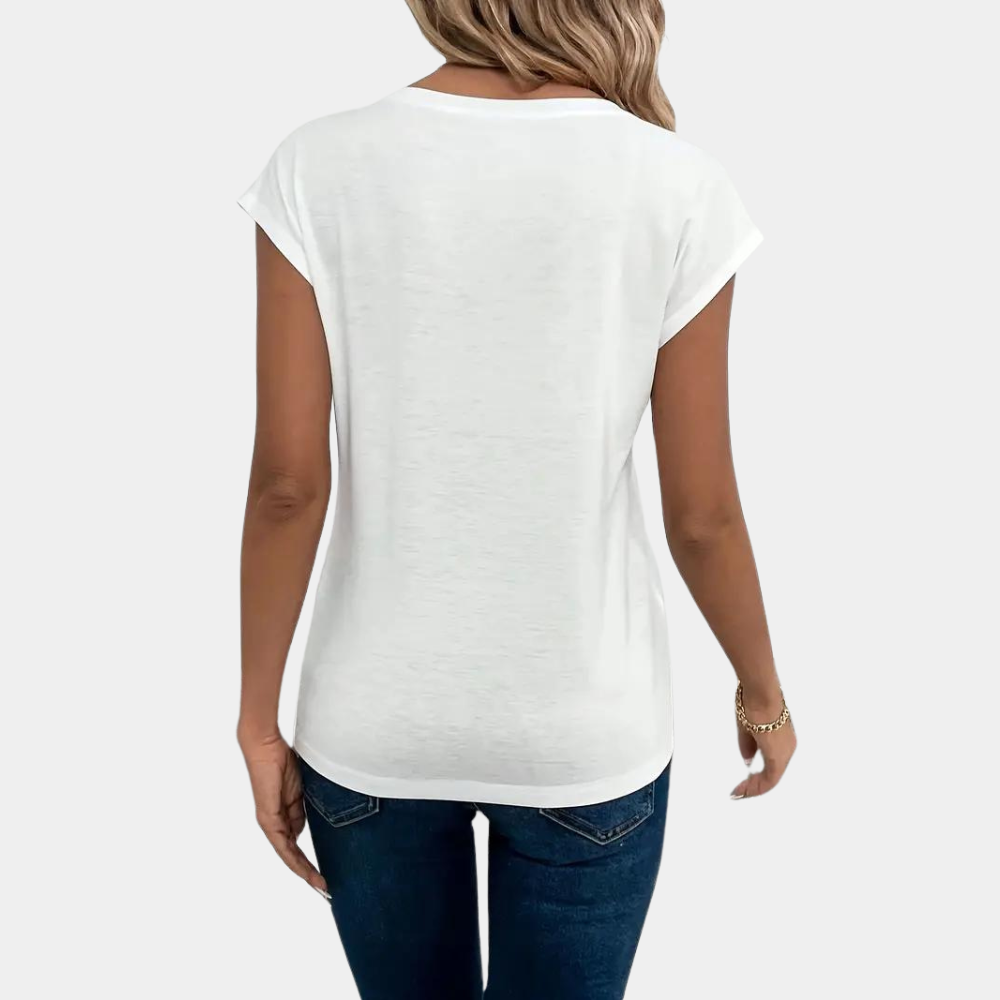 Nahla T-shirt Femme – Col V, Tissu Léger & Respirant pour Confort Quotidien