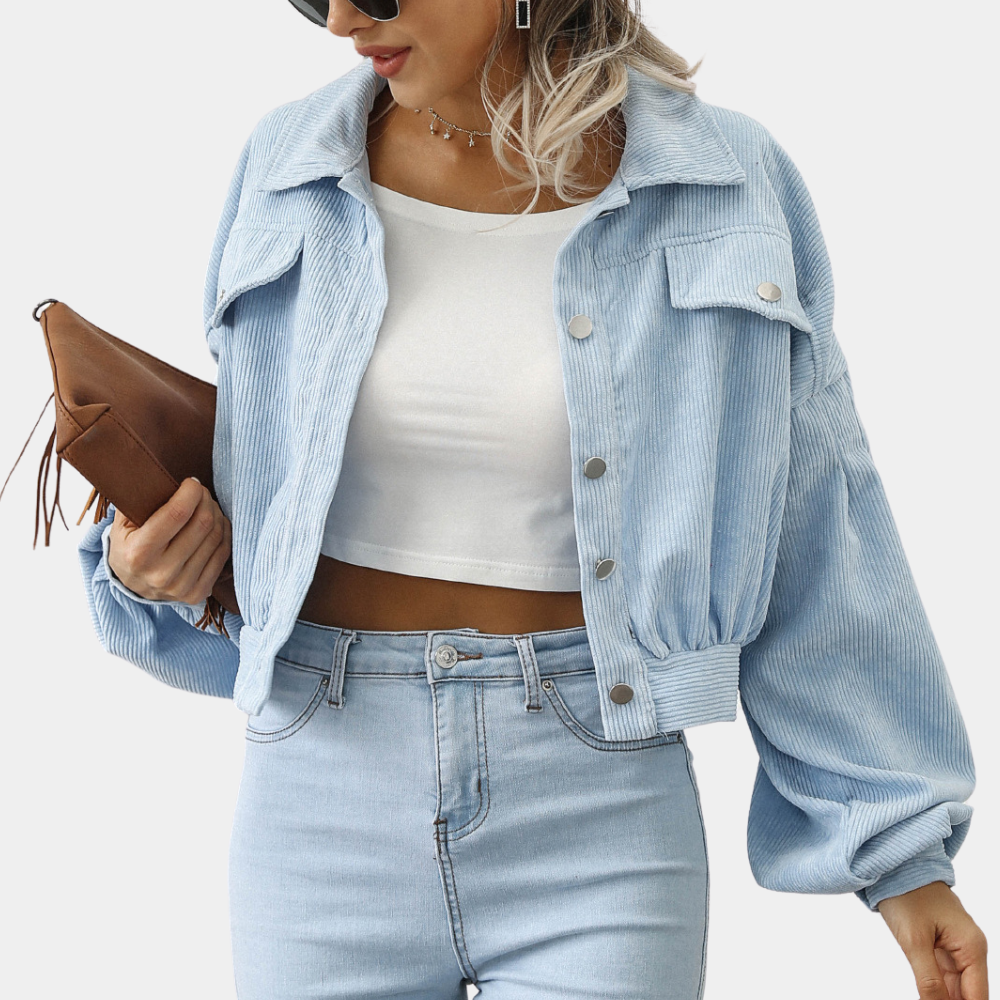 Bethany Veste Femme – Courte en Velours Coton, Look Rétro & Décontracté