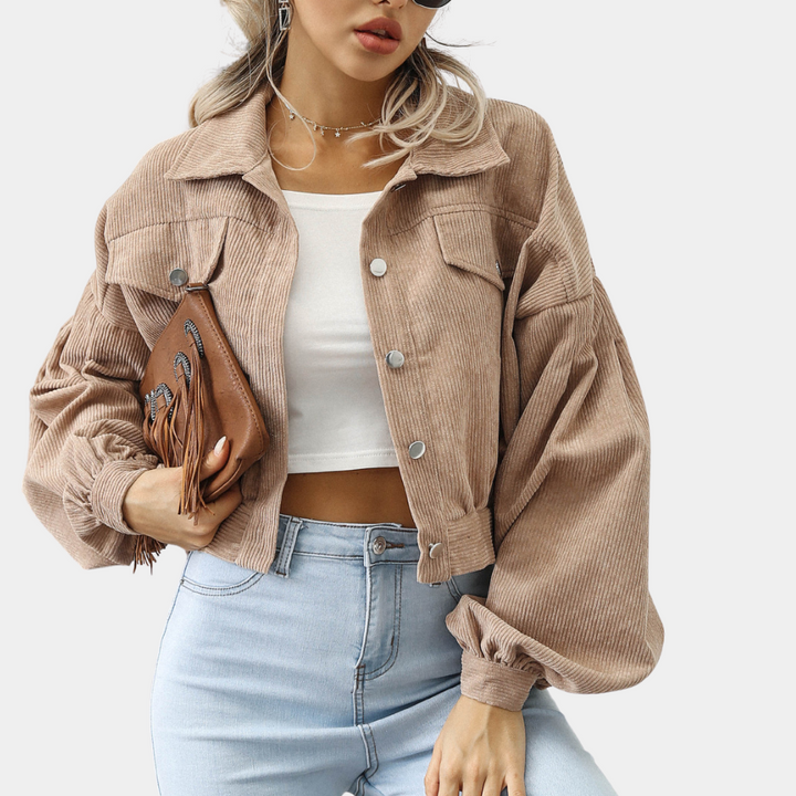 Bethany Veste Femme – Courte en Velours Coton, Look Rétro & Décontracté