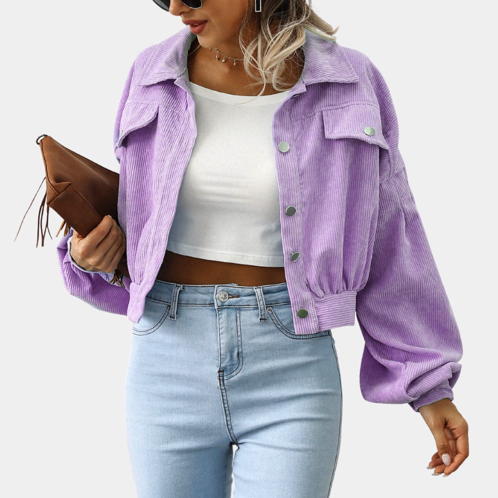Bethany Veste Femme – Courte en Velours Coton, Look Rétro & Décontracté