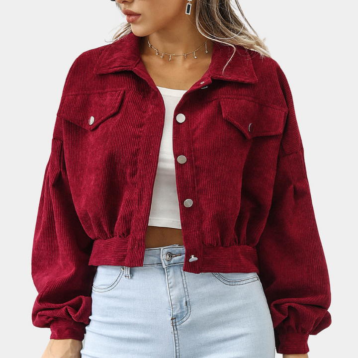 Bethany Veste Femme – Courte en Velours Coton, Look Rétro & Décontracté