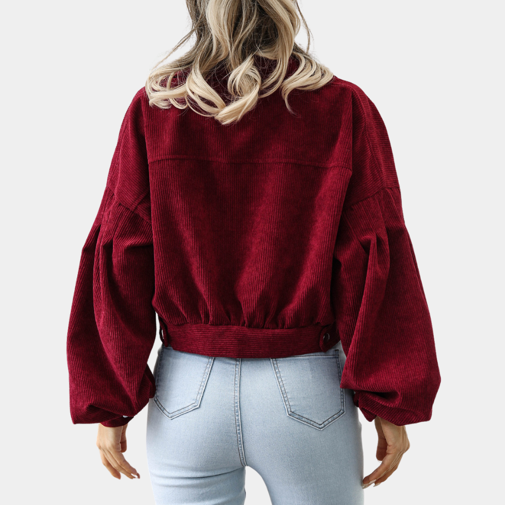 Bethany Veste Femme – Courte en Velours Coton, Look Rétro & Décontracté