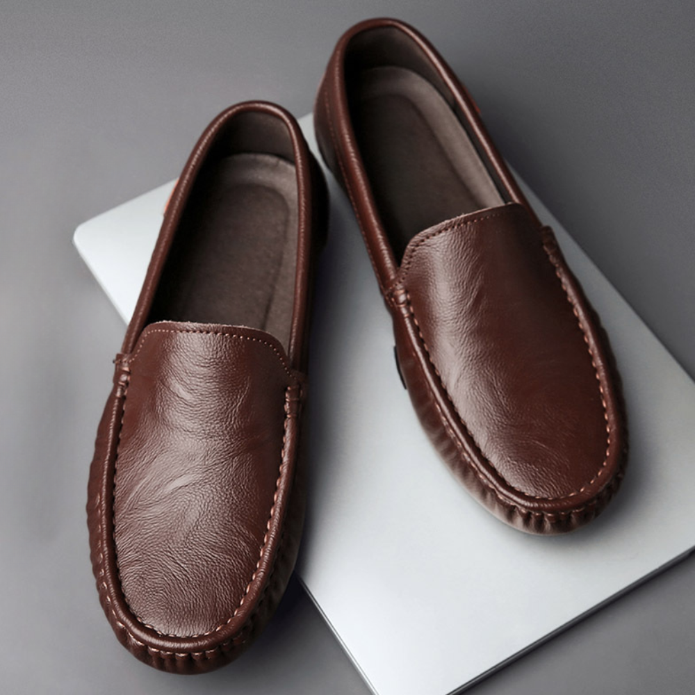 Emerson Men's Leather Moccasins – Elegant Slip-On Shoes & Durable Comfort