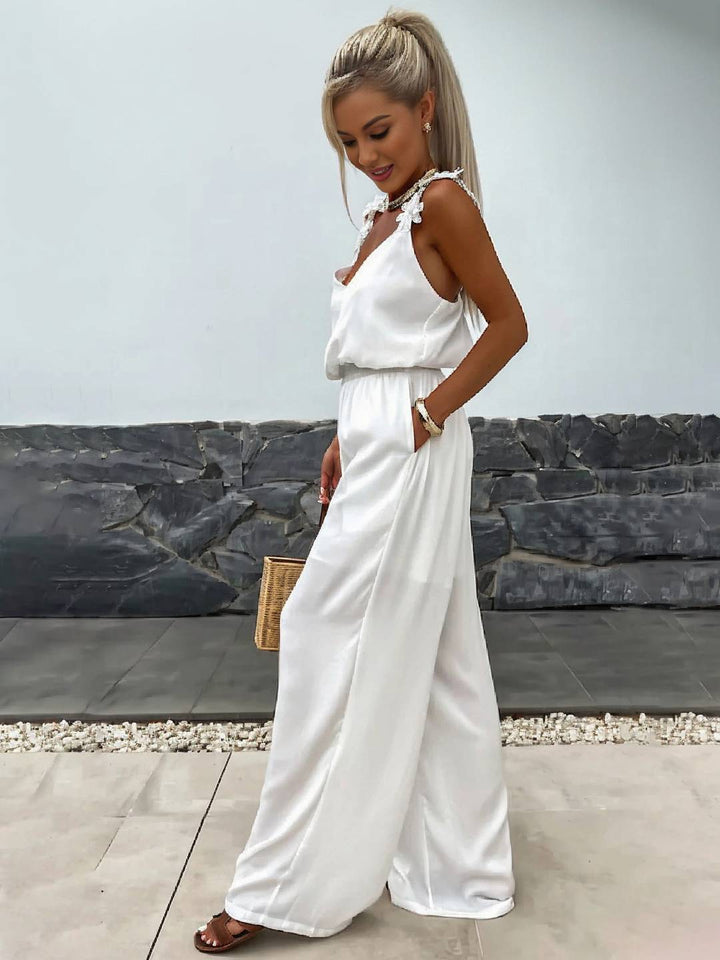 Sabrina Combinaison Femme – Combinaison de Vacances Ample et Sans Manches avec Décolleté en V, Poches & Dos Nu