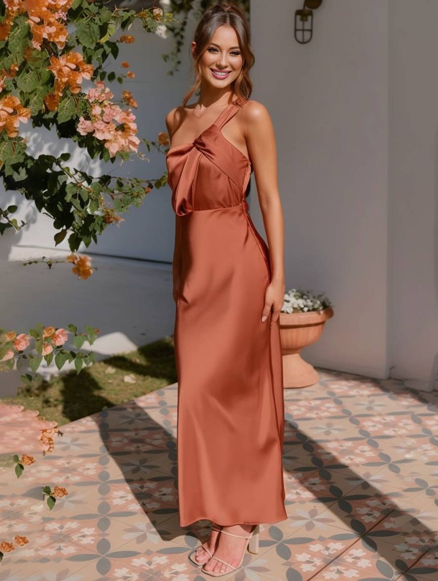 Ariane Robe de Soirée Femme – Élégante Robe Bustier en Satin Sans Manches, Coupe A-Ligne, Parfaite pour un Mariage