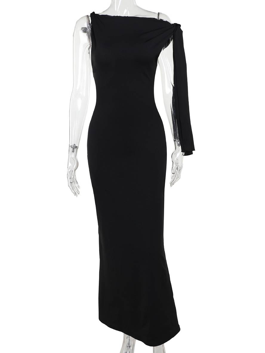 Abito da sera da donna Winona - elegante abito unilaterale lungo senza manica con un design semplice