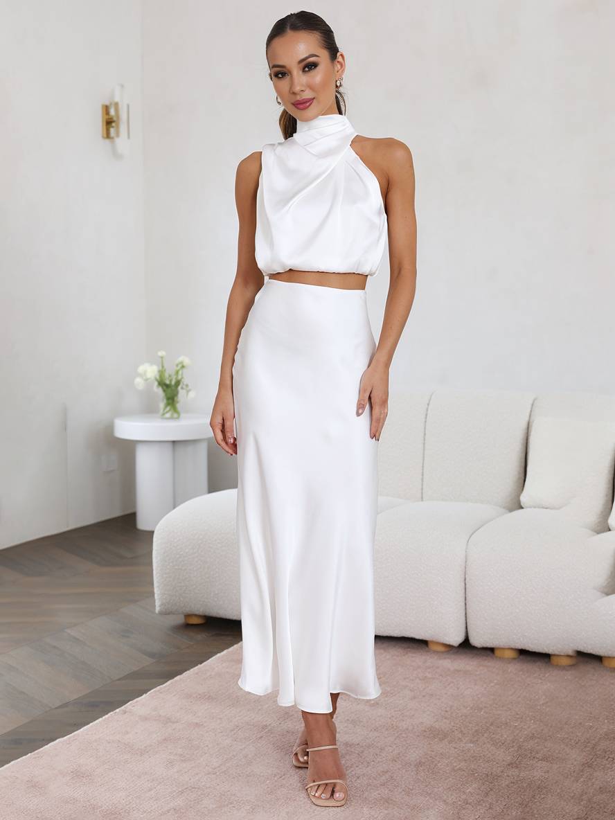 Deserie Robe de Soirée Femme – Élégante Robe Halter Deux Pièces Sans Manches, Parfaite pour un Mariage & une Fête