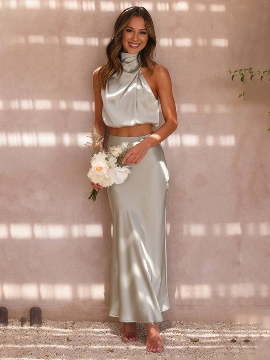 Deserie Robe de Soirée Femme – Élégante Robe Halter Deux Pièces Sans Manches, Parfaite pour un Mariage & une Fête