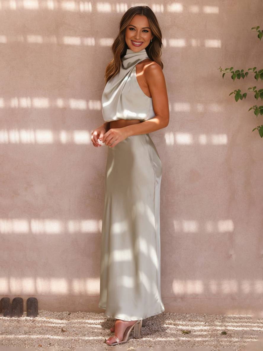 Deserie Robe de Soirée Femme – Élégante Robe Halter Deux Pièces Sans Manches, Parfaite pour un Mariage & une Fête