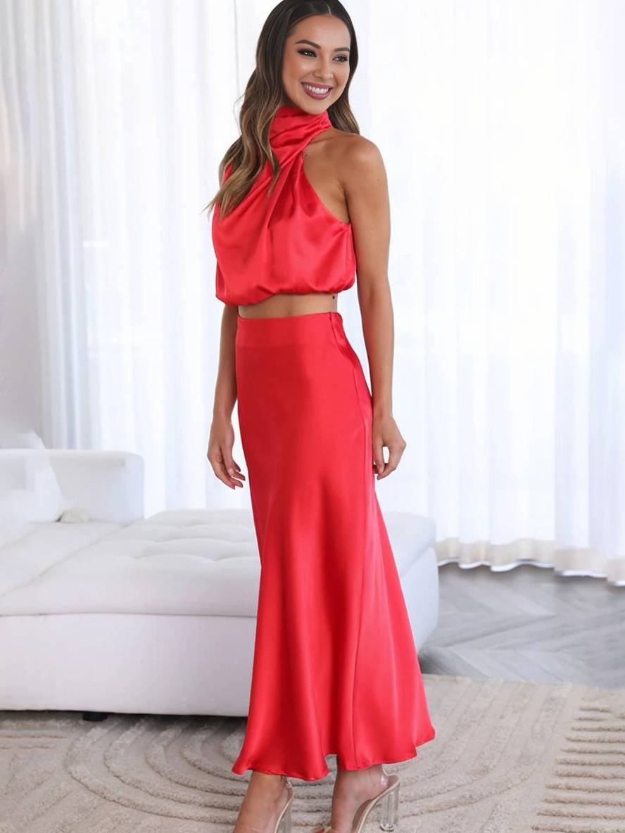 Deserie Robe de Soirée Femme – Élégante Robe Halter Deux Pièces Sans Manches, Parfaite pour un Mariage & une Fête