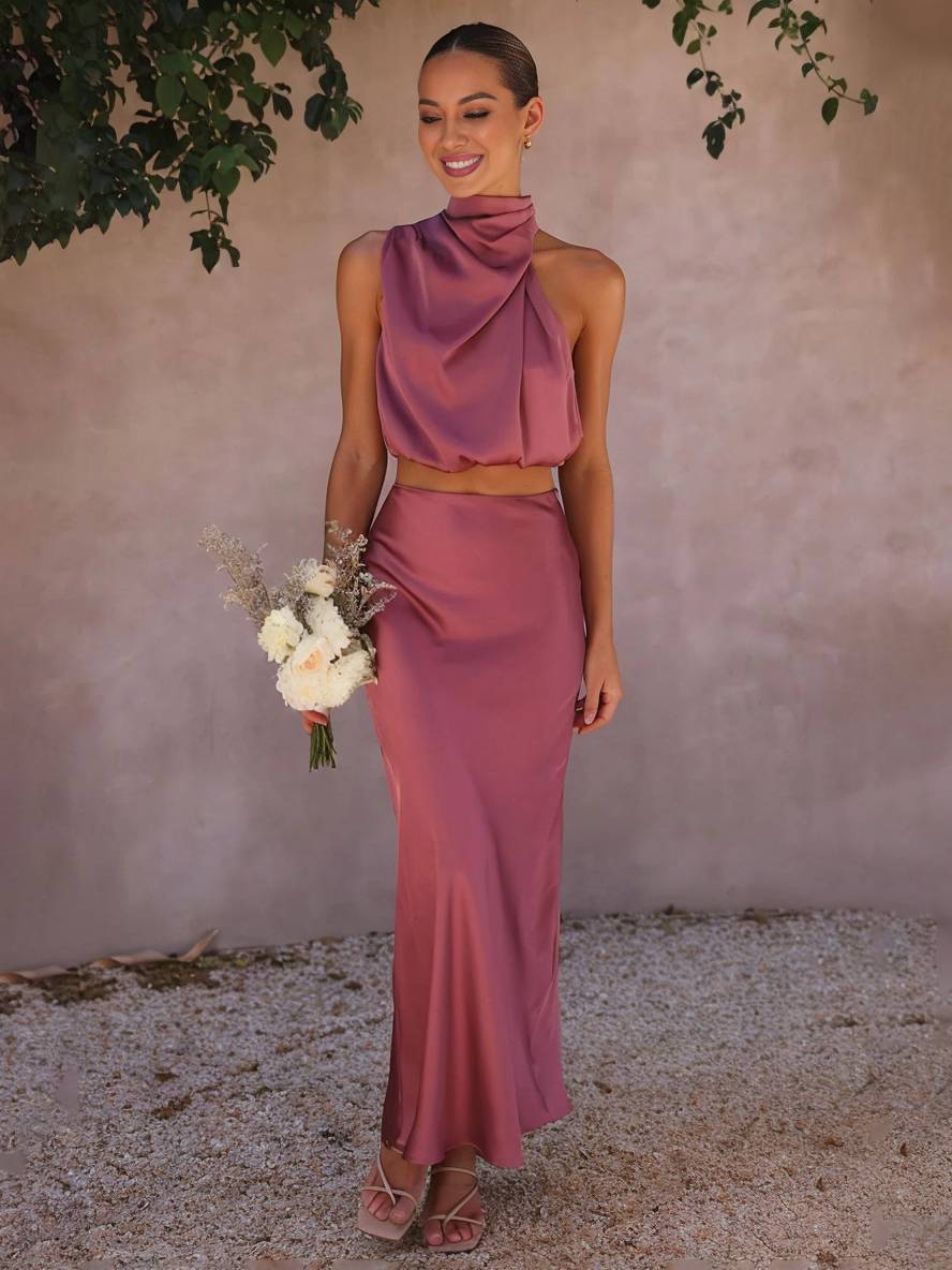 Deserie Robe de Soirée Femme – Élégante Robe Halter Deux Pièces Sans Manches, Parfaite pour un Mariage & une Fête