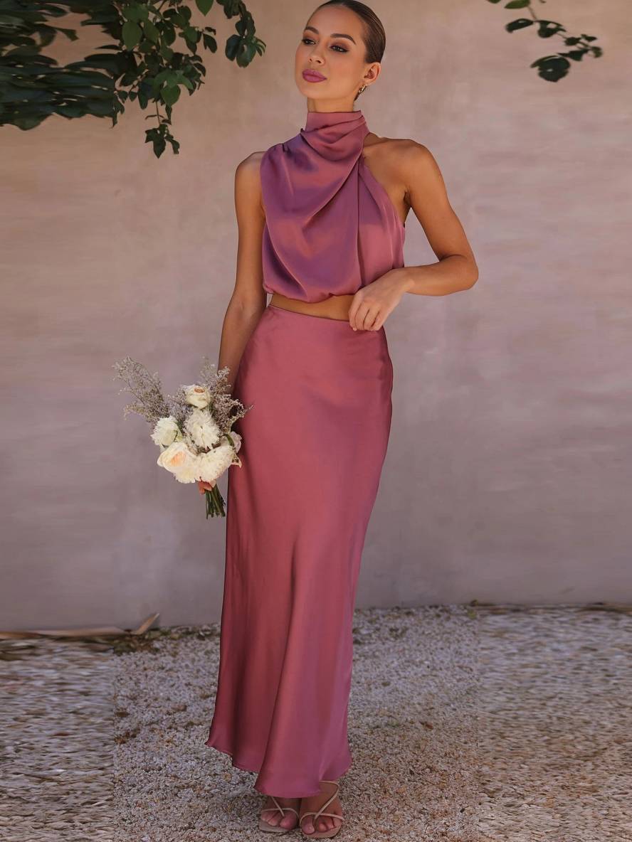 Deserie Robe de Soirée Femme – Élégante Robe Halter Deux Pièces Sans Manches, Parfaite pour un Mariage & une Fête
