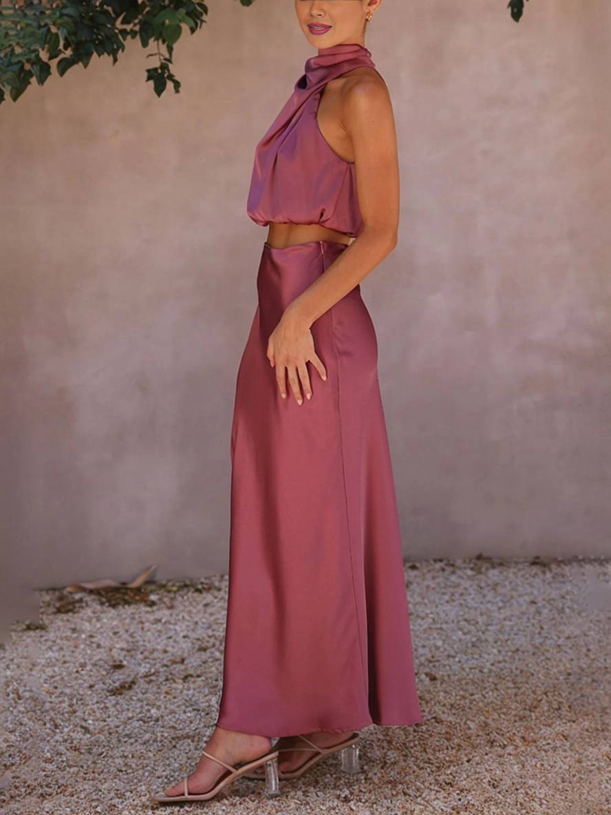 Deserie Robe de Soirée Femme – Élégante Robe Halter Deux Pièces Sans Manches, Parfaite pour un Mariage & une Fête
