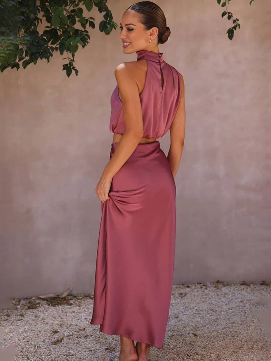 Deserie Robe de Soirée Femme – Élégante Robe Halter Deux Pièces Sans Manches, Parfaite pour un Mariage & une Fête