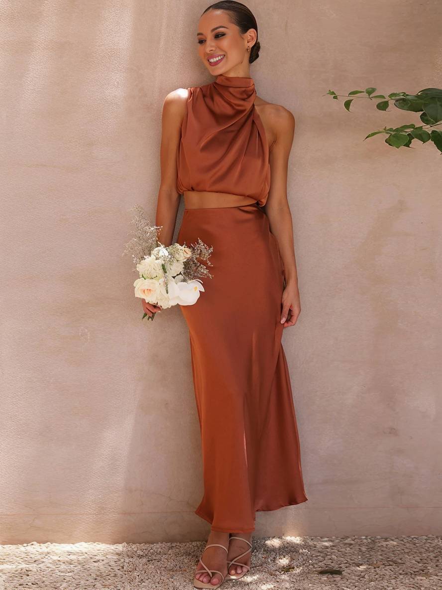 Deserie Robe de Soirée Femme – Élégante Robe Halter Deux Pièces Sans Manches, Parfaite pour un Mariage & une Fête