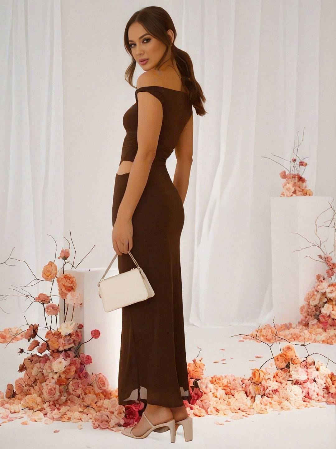 Shaina Robe de Soirée Femme – Élégante Robe en Tulle Asymétrique avec Découpes & Coupe Fluide