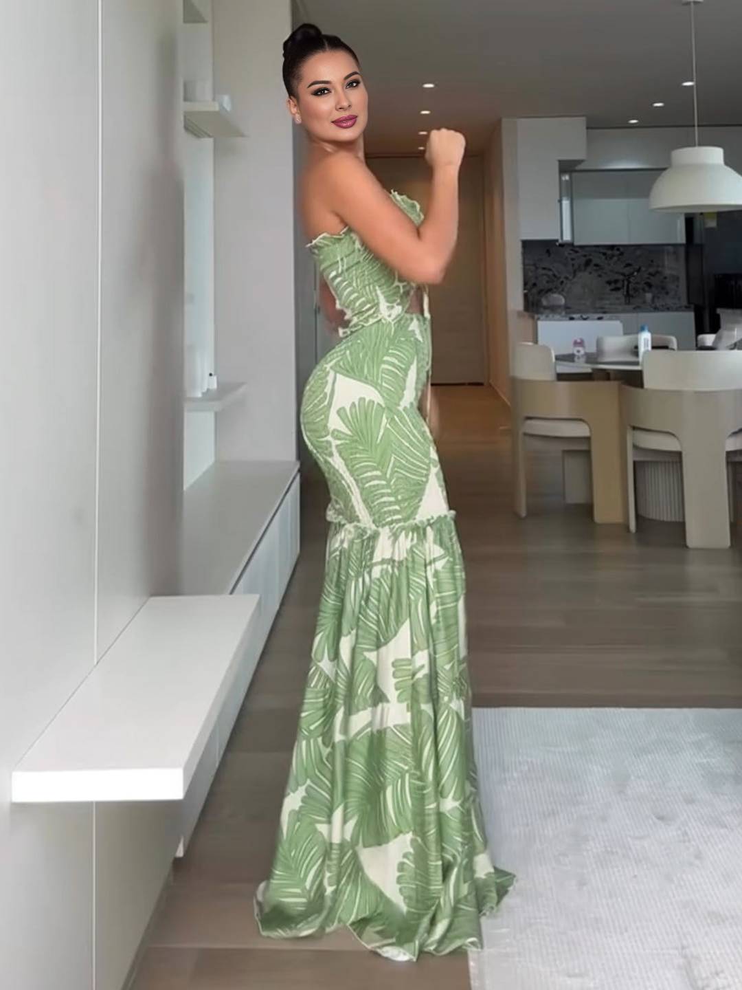 Lucy Summer Dress Women - Vestido máximo sin mangas con fleuri estampado y recortes de halter de diseño