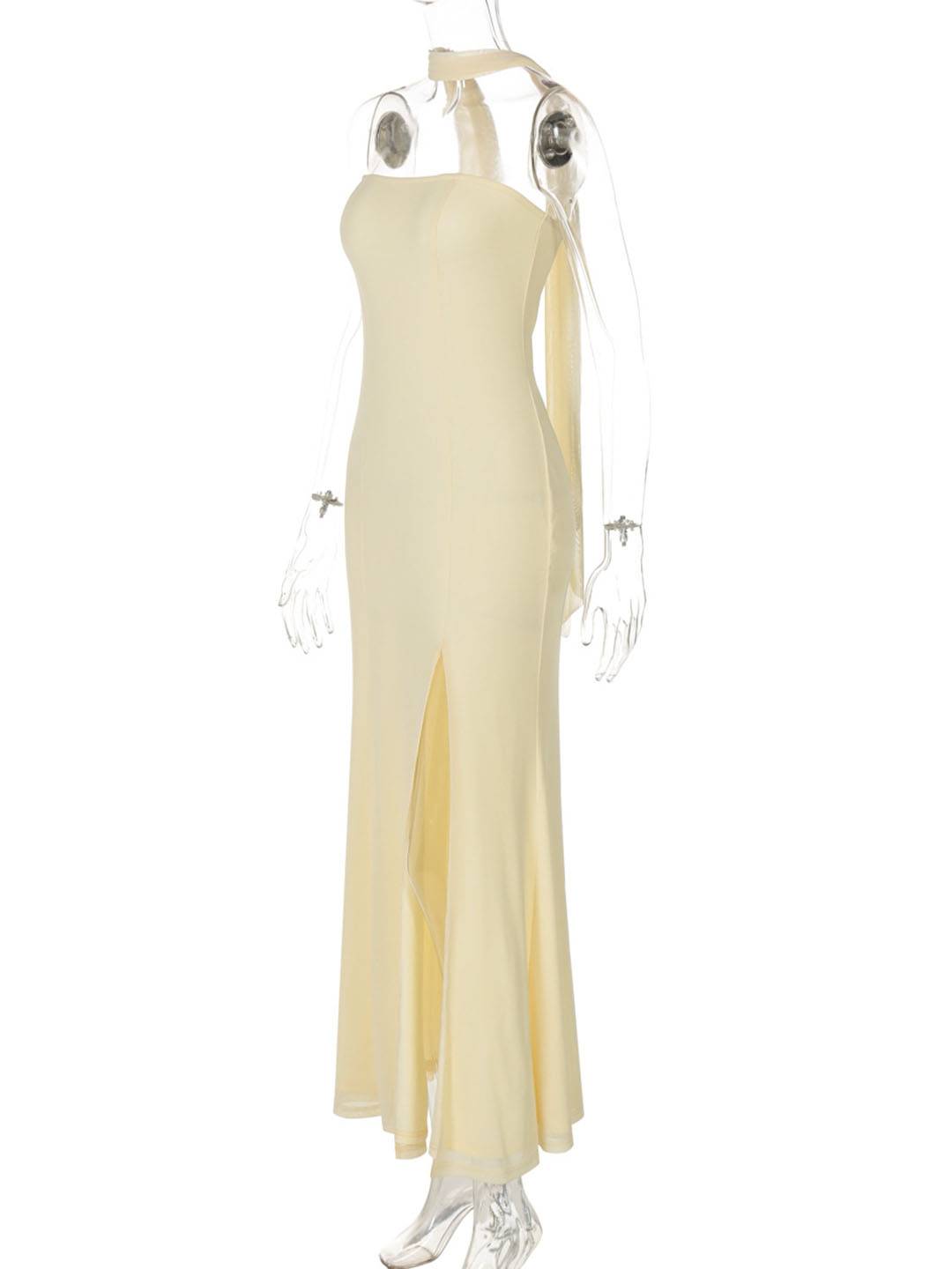 Aurora Robe de Soirée Femme – Élégante Robe Maxi Sans Bretelles avec Fente pour Gala & Occasions Festives