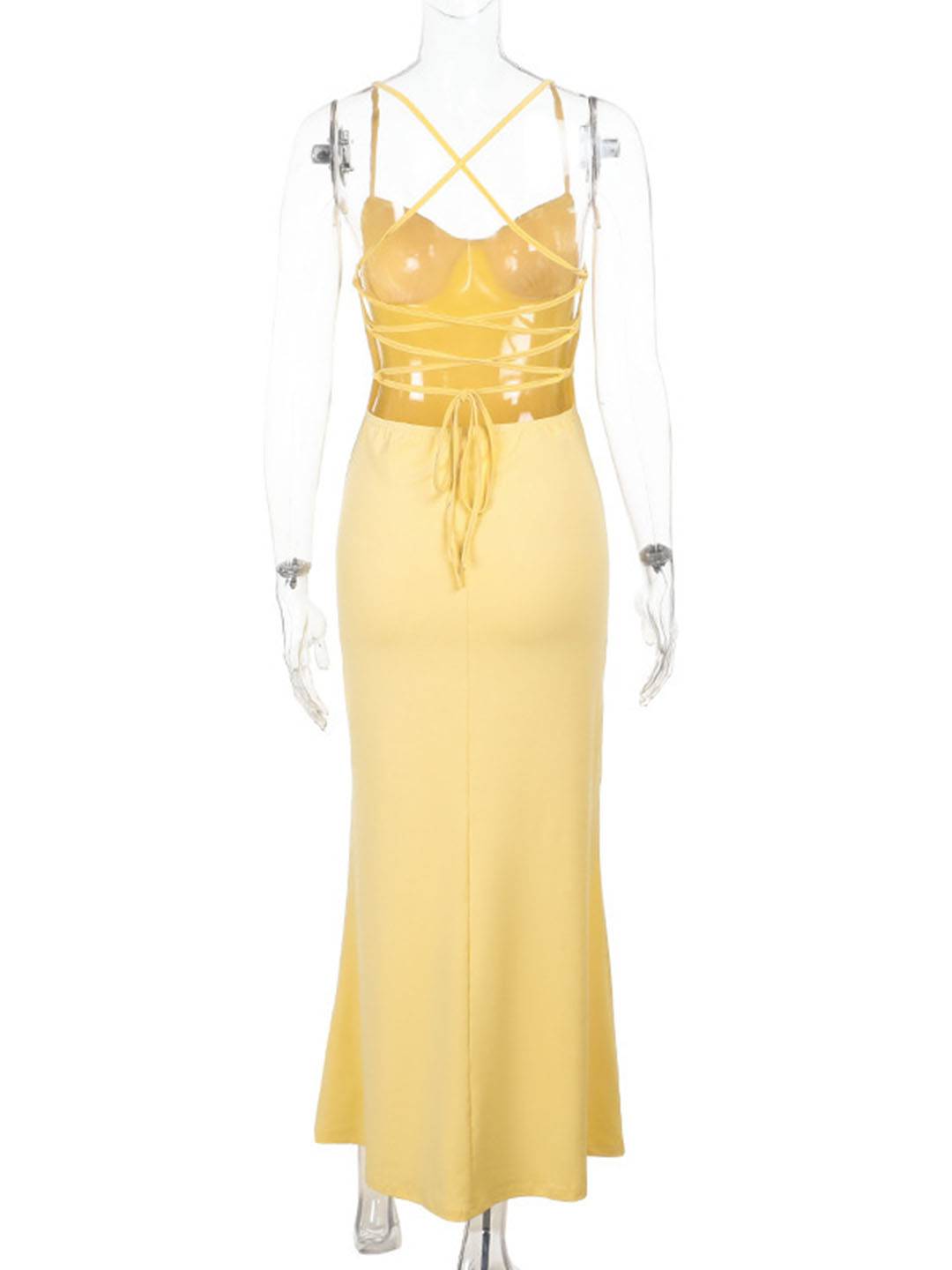 Shami Robe de Soirée Femme – Longue Robe Moulante avec Décolleté en V & Dos Ouvert pour la Plage ou un Gala