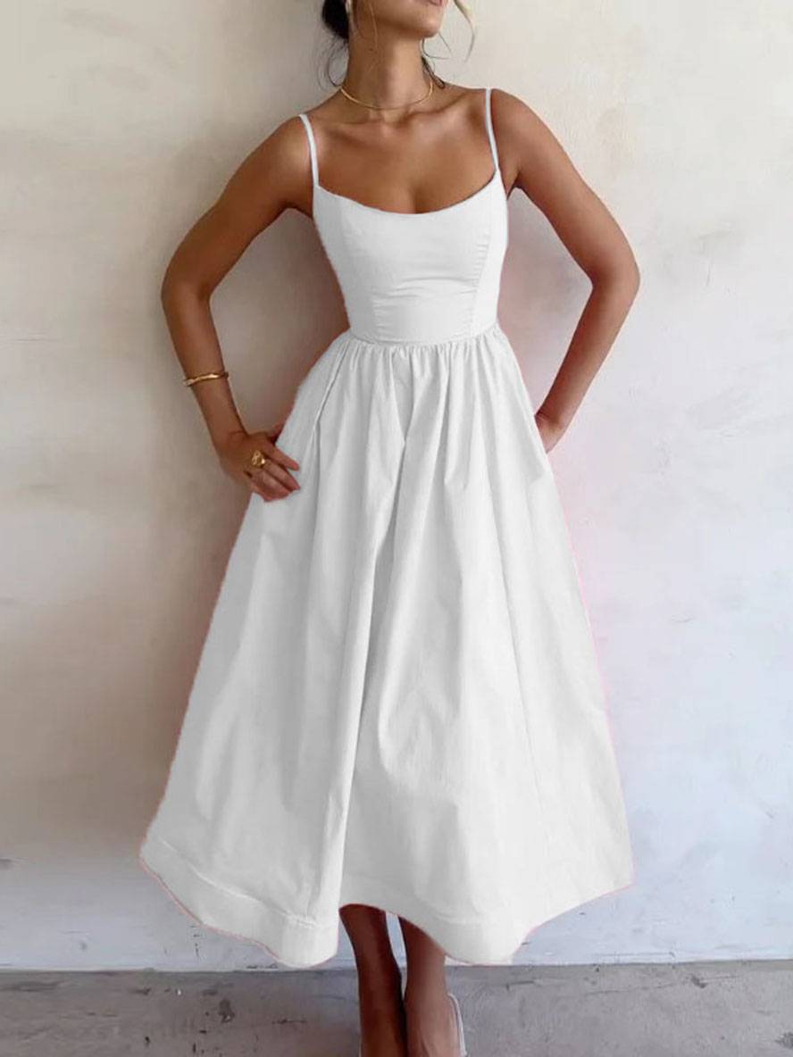 Daisy Robe de Cocktail Femme – Robe Mi-Longue en Ligne A avec Bustier, Bretelles Fines & Dos Nu