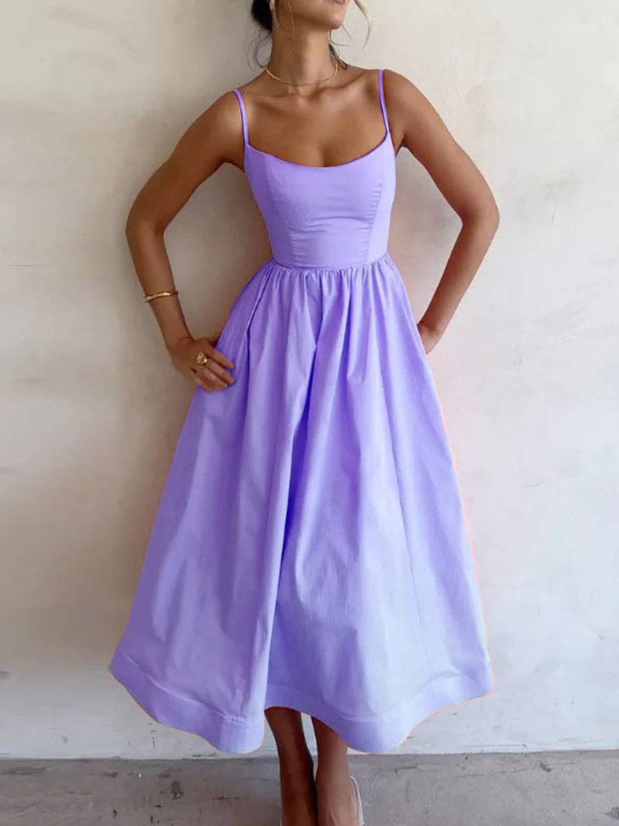 Daisy Robe de Cocktail Femme – Robe Mi-Longue en Ligne A avec Bustier, Bretelles Fines & Dos Nu