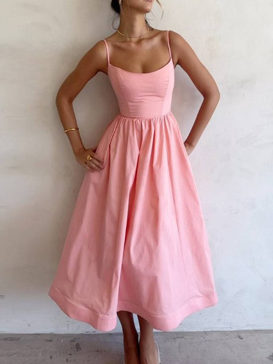 Daisy Robe de Cocktail Femme – Robe Mi-Longue en Ligne A avec Bustier, Bretelles Fines & Dos Nu