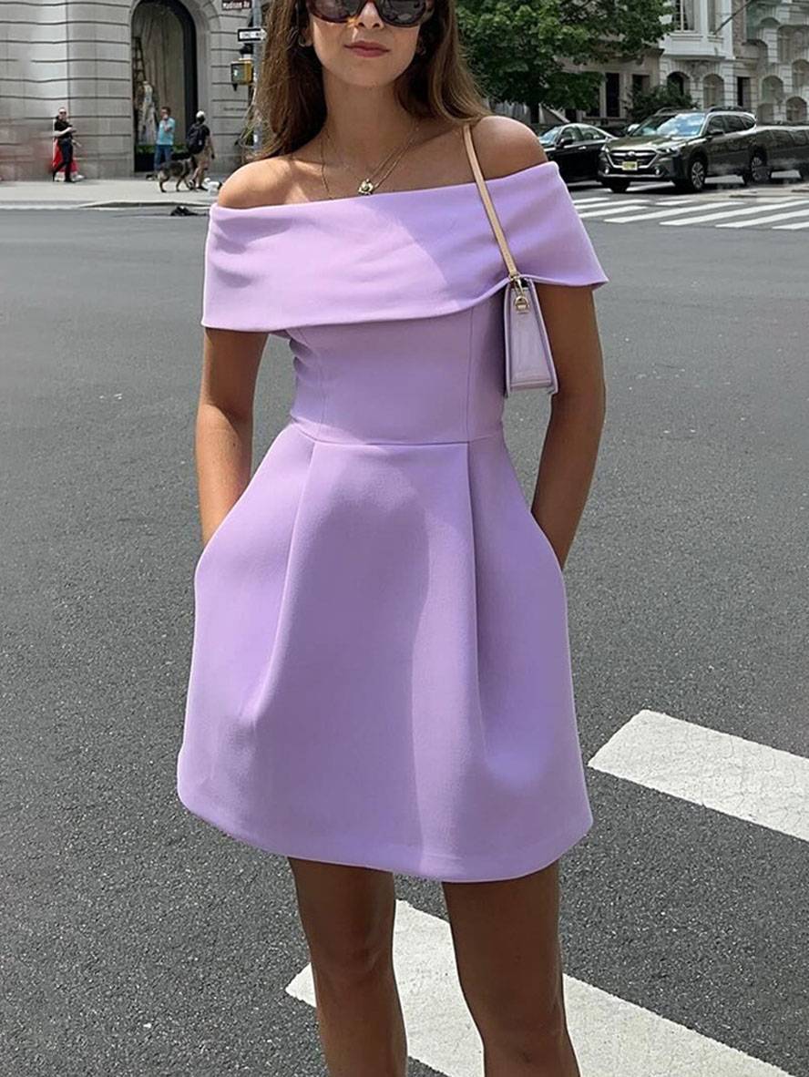 Haziel Robe de Cocktail Femme – Robe Patineuse Sans Manches avec Encolure Bateau, Ceinture & Coupe Élégante