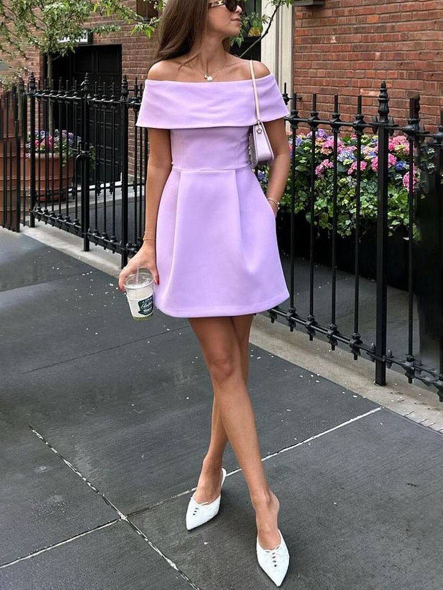 Haziel Robe de Cocktail Femme – Robe Patineuse Sans Manches avec Encolure Bateau, Ceinture & Coupe Élégante