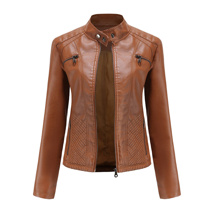 Andrijana Veste Femme – Veste en Cuir Souple Élégante avec Fermeture Asymétrique