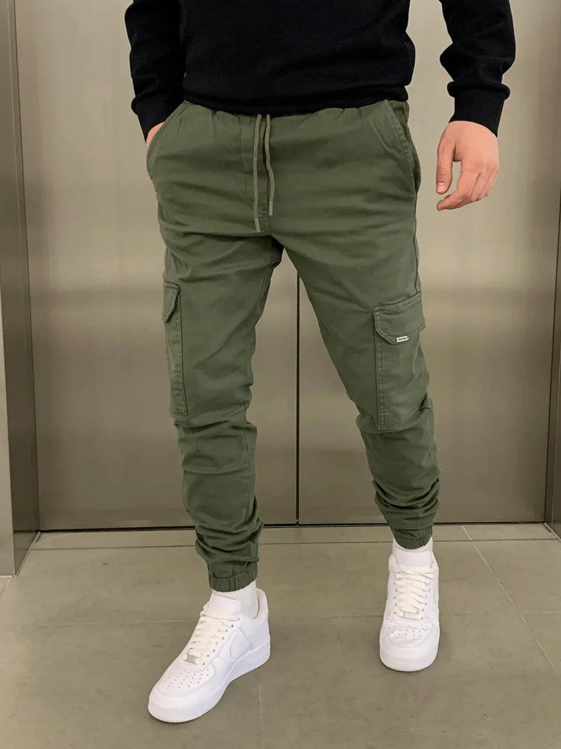 Stefan Pantalon Homme – Cargo Jogger Fit avec Taille Élastique & Poches Pratiques