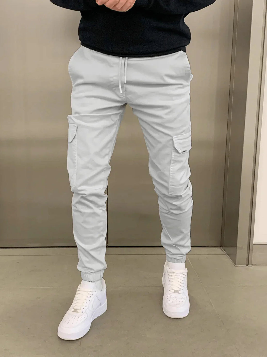 Stefan Pantalon Homme – Cargo Jogger Fit avec Taille Élastique & Poches Pratiques