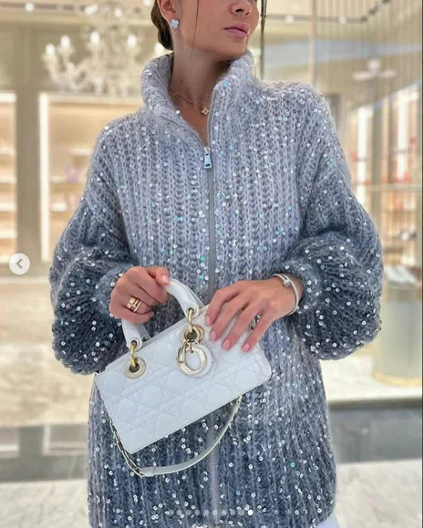 Sol Cardigan Femme – Gilet Élégant à Paillettes Confortable & Sophistiqué
