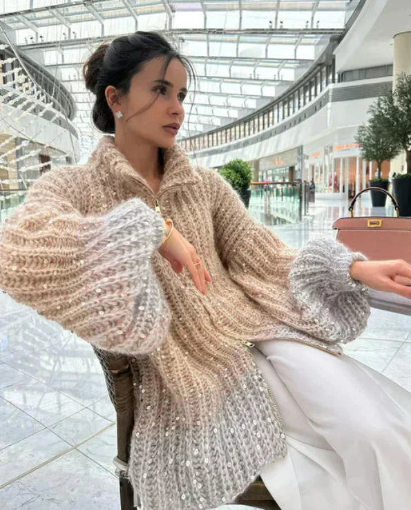 Sol Cardigan Femme – Gilet Élégant à Paillettes Confortable & Sophistiqué