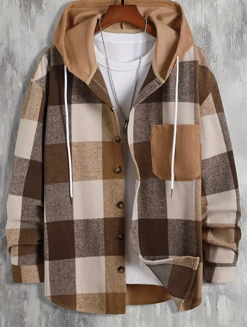 Mason Veste à Capuche Homme – Motif Carreaux Tendance & Coupe Décontractée Confortable