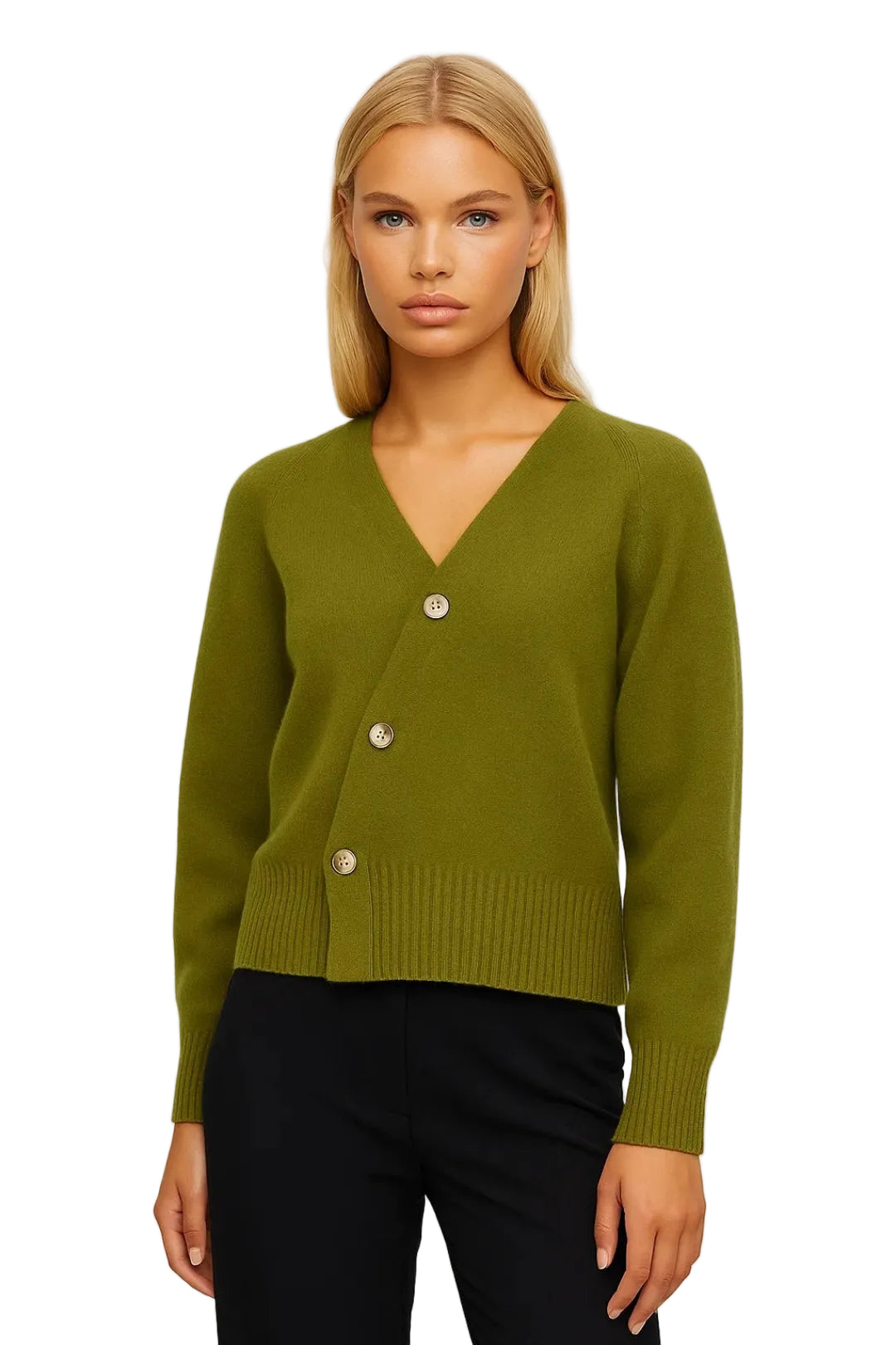 Elena Women's Wrap Cardigan – Elegant Sweater with Side Buttons & Flattering Fit