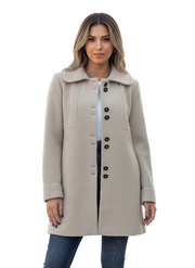 Elegant Women's Carp Coat – Mixed Wool Coat with Classic Buttoning