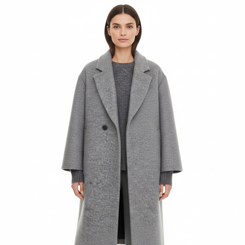 Cassie Płaszcz Długi Zimowy Damski – Elegancka Dopasowana Kurtka z Kapturem i Miękkim Kołnierzem