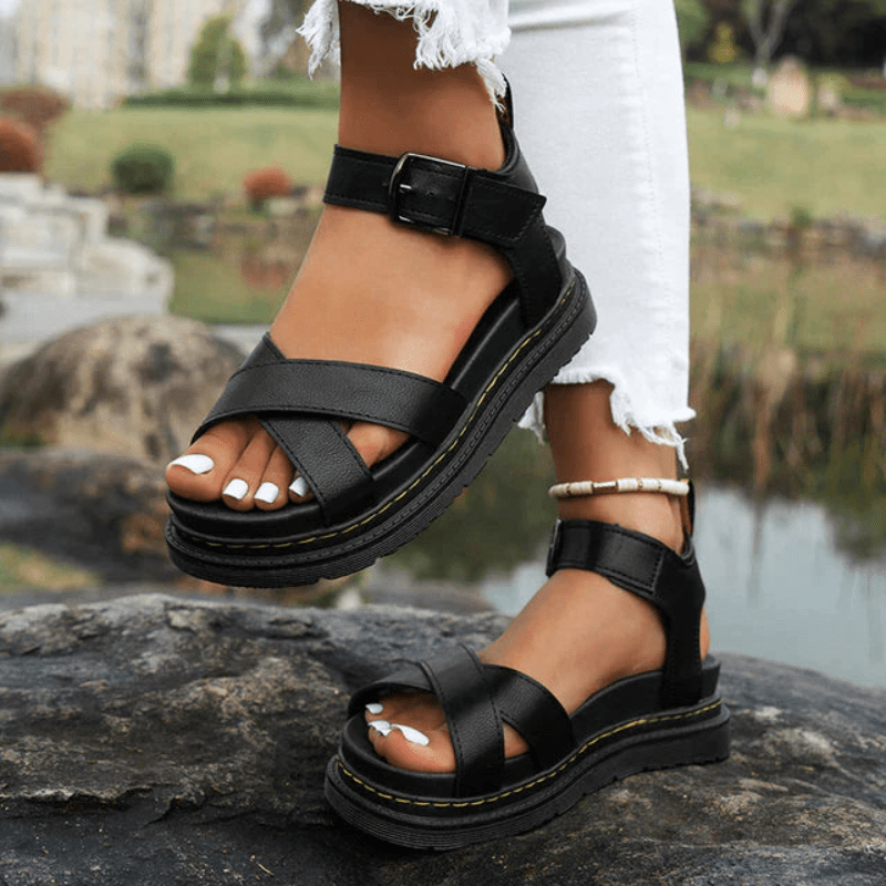 Sandali della piattaforma di questa donna con loop - flangia regolabile, imbottita e soletta resistente da Looksy