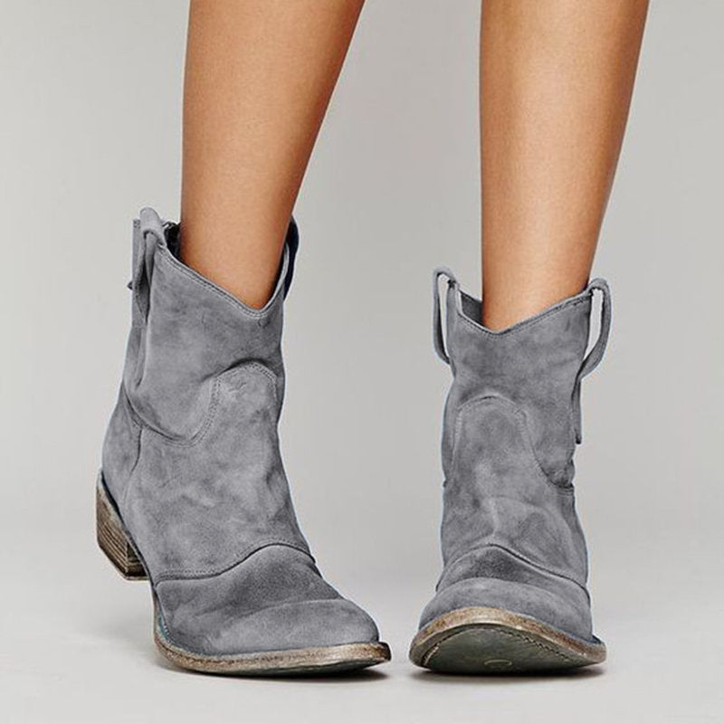 Charlotte Bottes Femme – Boots en Daim Luxueux avec Talon Compensé Confortable & Élégant