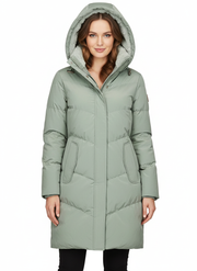 Charm Długi Pikowany Płaszcz Zimowy Damski – Maksymalna Izolacja i Ochronny Kaptur