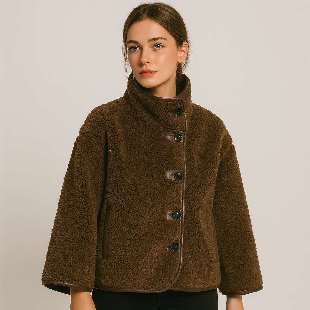 Yllana Elegante Damen-Fleecejacke – Stehkragen & Knopfverschluss für Herbst und Winter