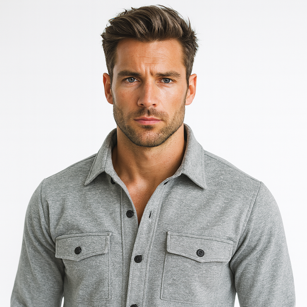 Noir Élan Pánská Přehazovací Košile – Ležérní Elegantní Bunda z Míchané Bavlny Regular střih