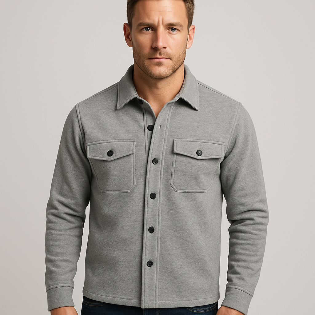 Noir Élan Pánská Přehazovací Košile – Ležérní Elegantní Bunda z Míchané Bavlny Regular střih